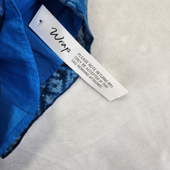 Wrap London Blue Tie‎ Dye Pattern Smocked Waist Boho Mini Skirt Women's US 12 - Picture 3 of 8